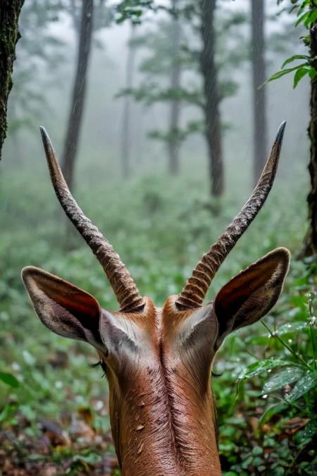 44729-3122703024-a photo shot in the point of view from the back of a Antelope's head, pov, close-up on the lower corner, on a rainy dense forres.jpg